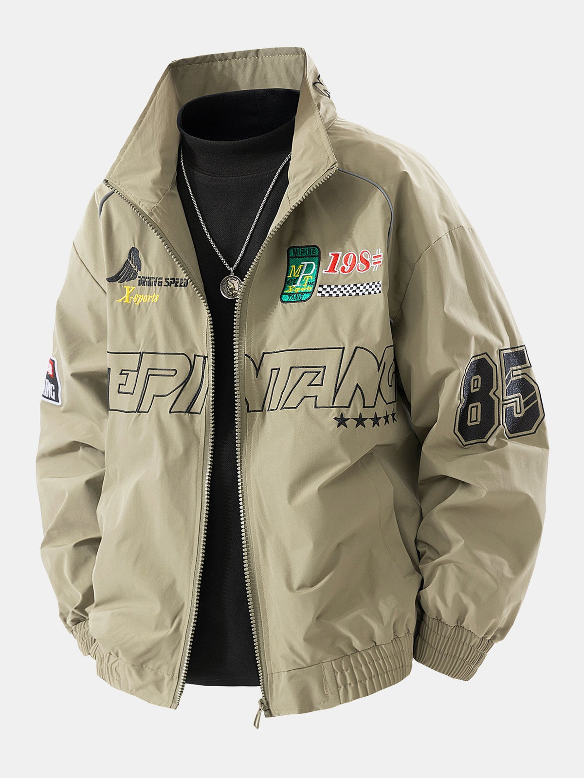 Relax Fit Embroidered Racing Jacket