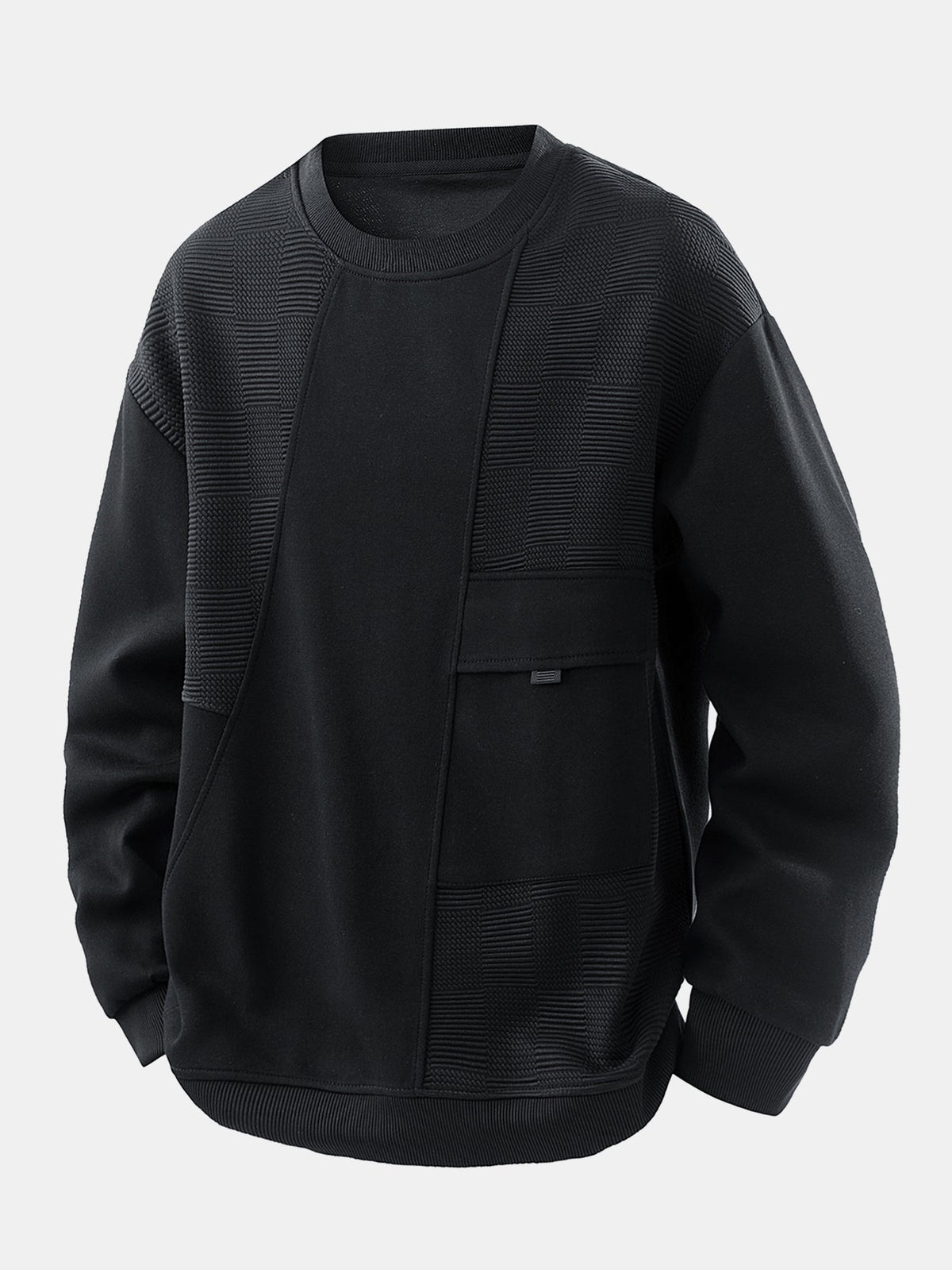 Striped Jacquard Panel Crewneck Sweatshirt