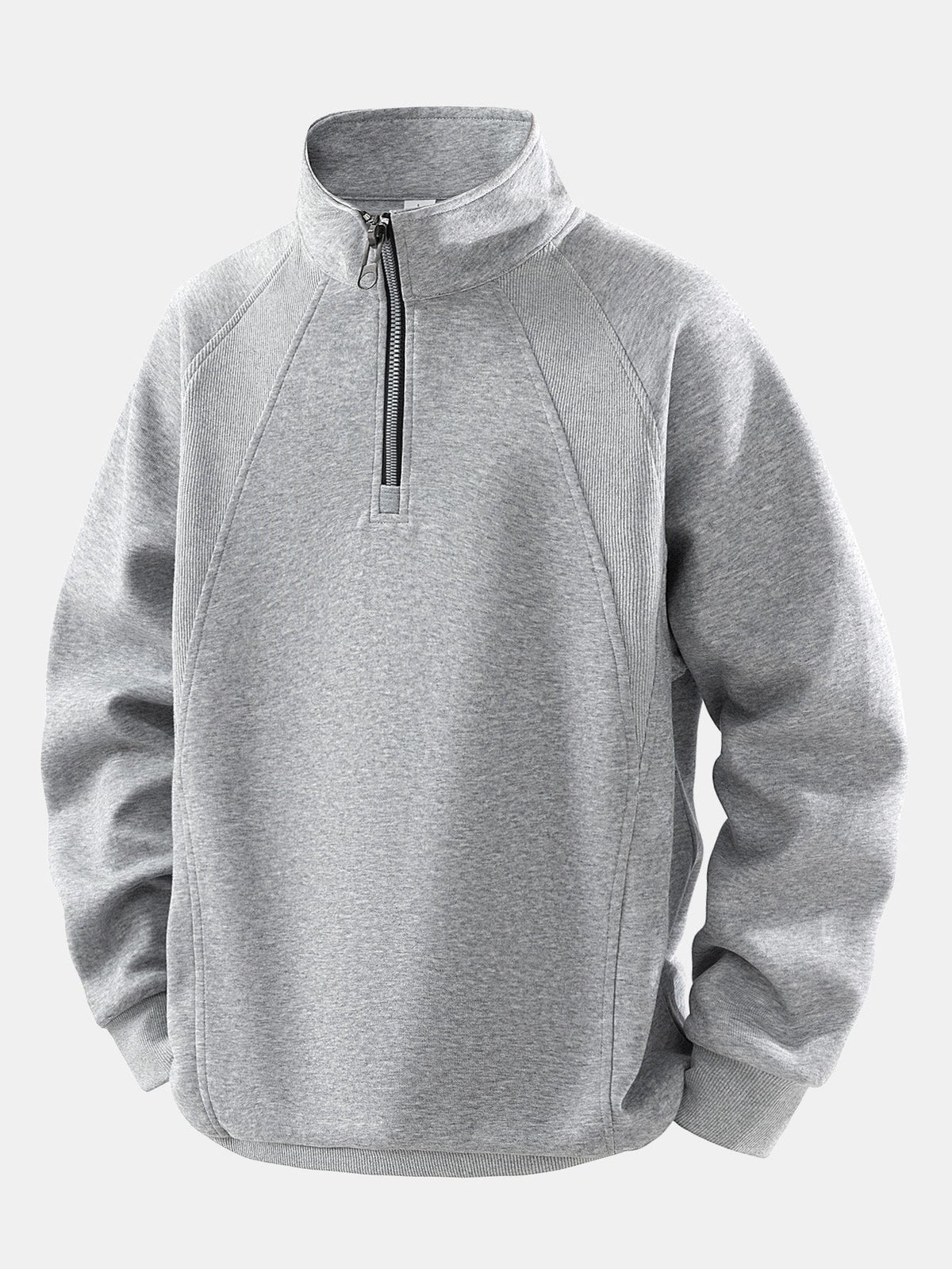 Relaxed Fit Quarter-Zip Stand Collar Sweatshirt