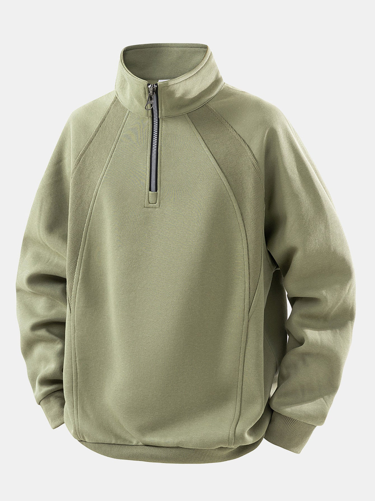 Relaxed Fit Quarter-Zip Stand Collar Sweatshirt
