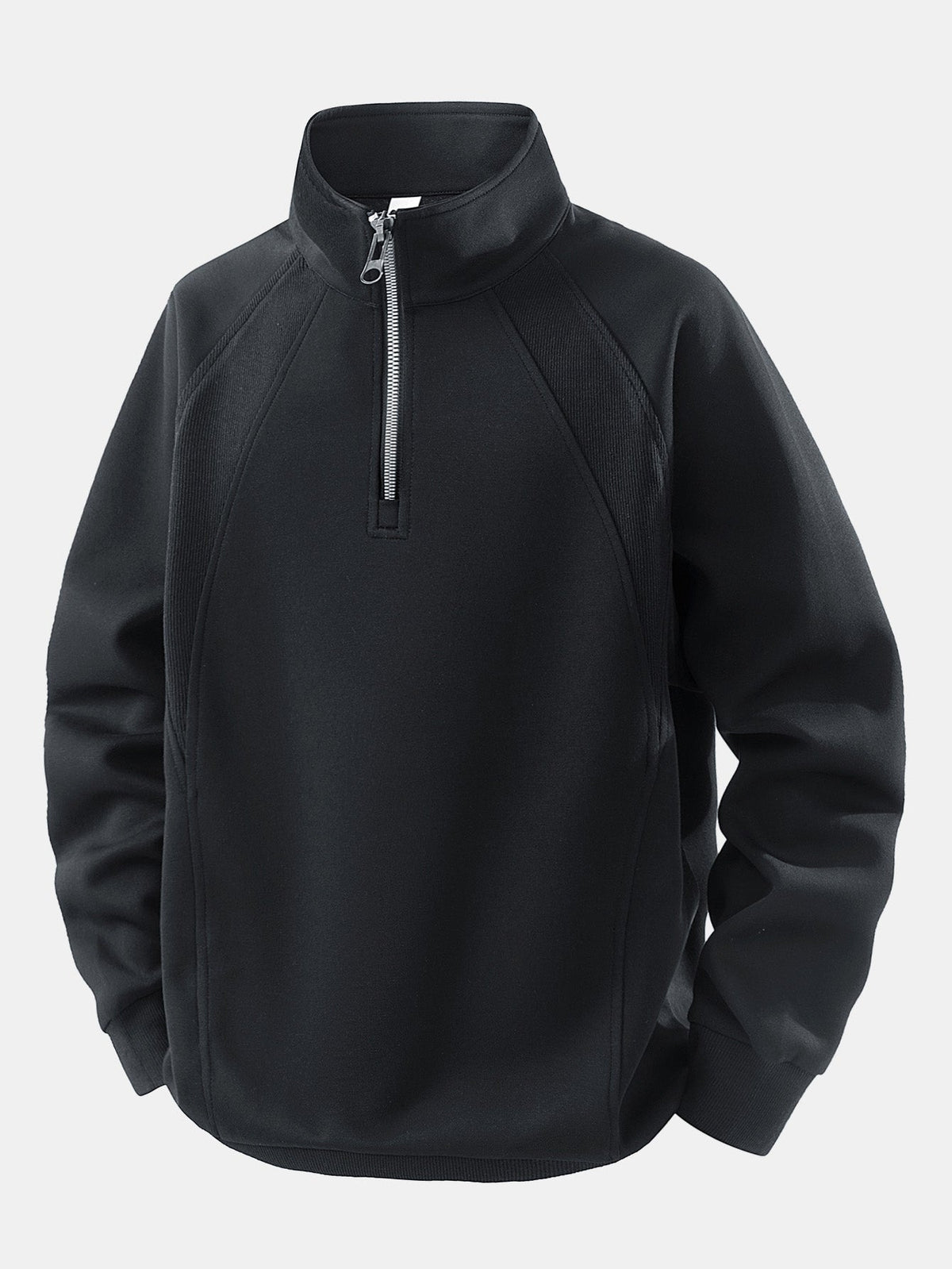 Relaxed Fit Quarter-Zip Stand Collar Sweatshirt