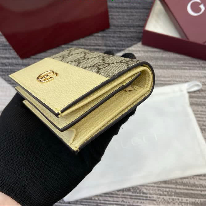 Gucci GG Marmont Card Wallet — GG Supreme Canvas & Cream