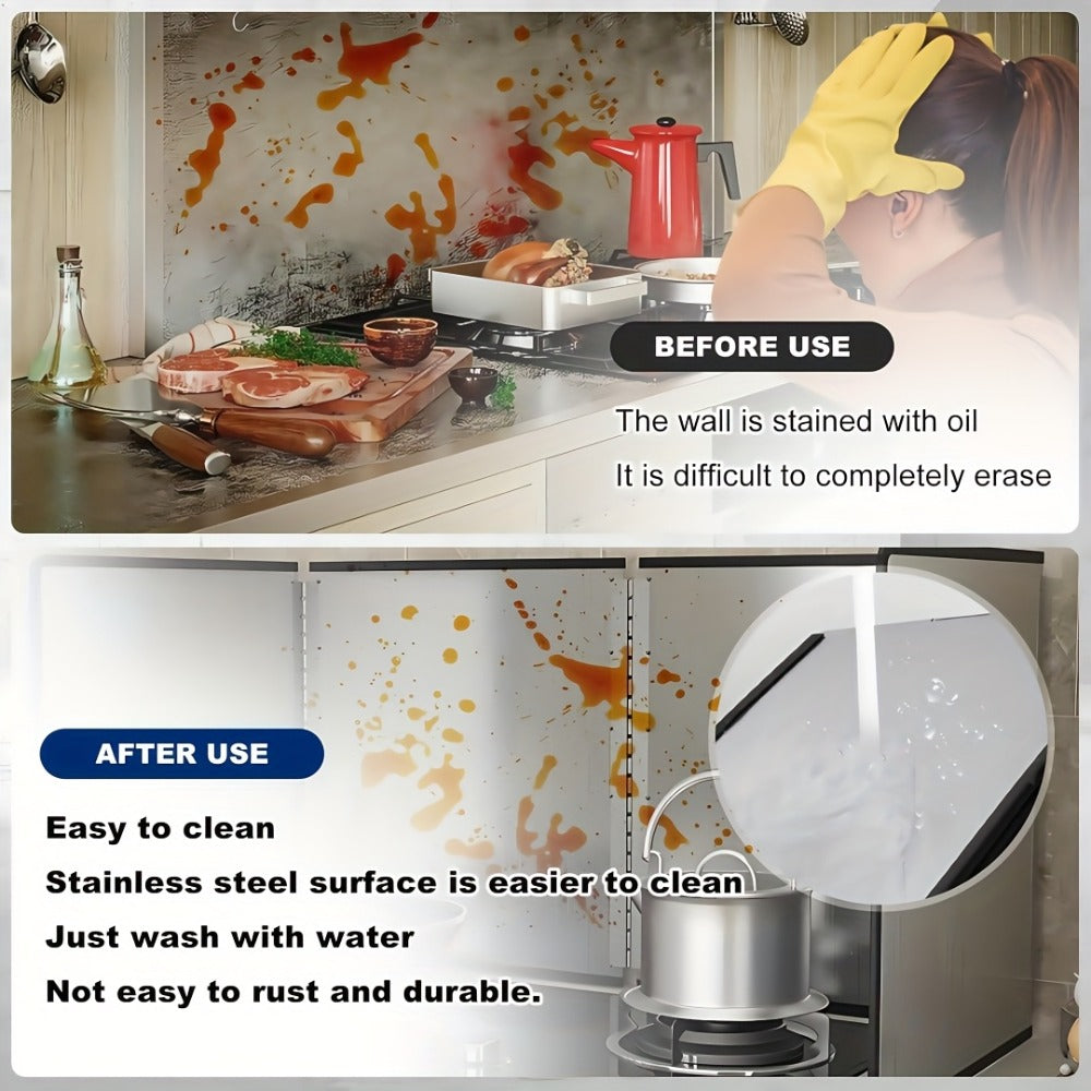 Stainless Steel Splatter Screen 4-Sided Foldable Stovetop Grease Guard - 31.5" Oil Splash Shield for Frying Pan