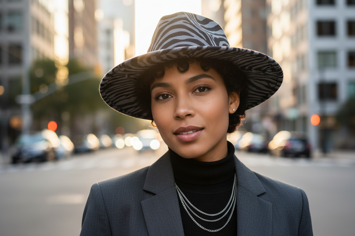 Sanderson Fedora-Hut aus Filz mit Animal-Print und Hutband