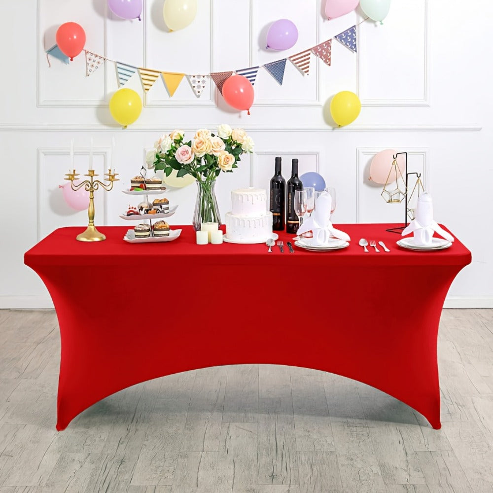 Spandex Tablecloth 6 Foot Rectangular Stretch Table Cover for Parties Weddings Banquets for Entryways, Bedrooms and Living Spaces