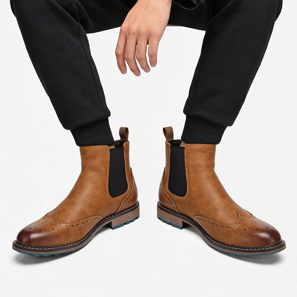 Reginald | Refined Brogue Chelsea Boots
