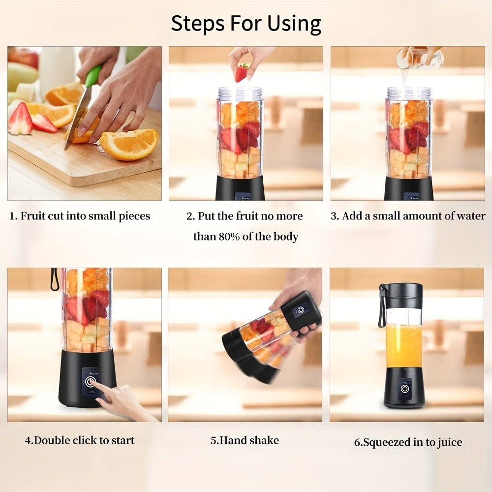 Blender Cup with USB Rechargeable 380ML and 6 Blades for Smoothies