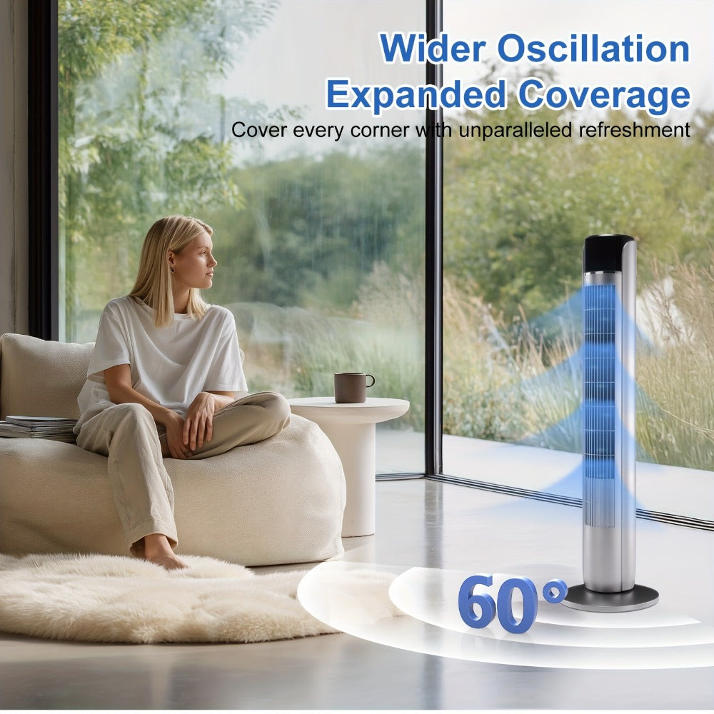 Bladeless Tower Fan with Remote Control and 12-Hour Timer for Home