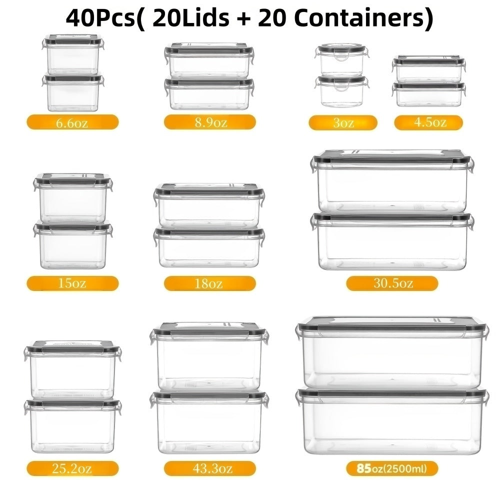 Food Storage Containers, Airtight Stackable Plastic Meal Prep Boxes with Leak-Proof Lids and Pantry Labels