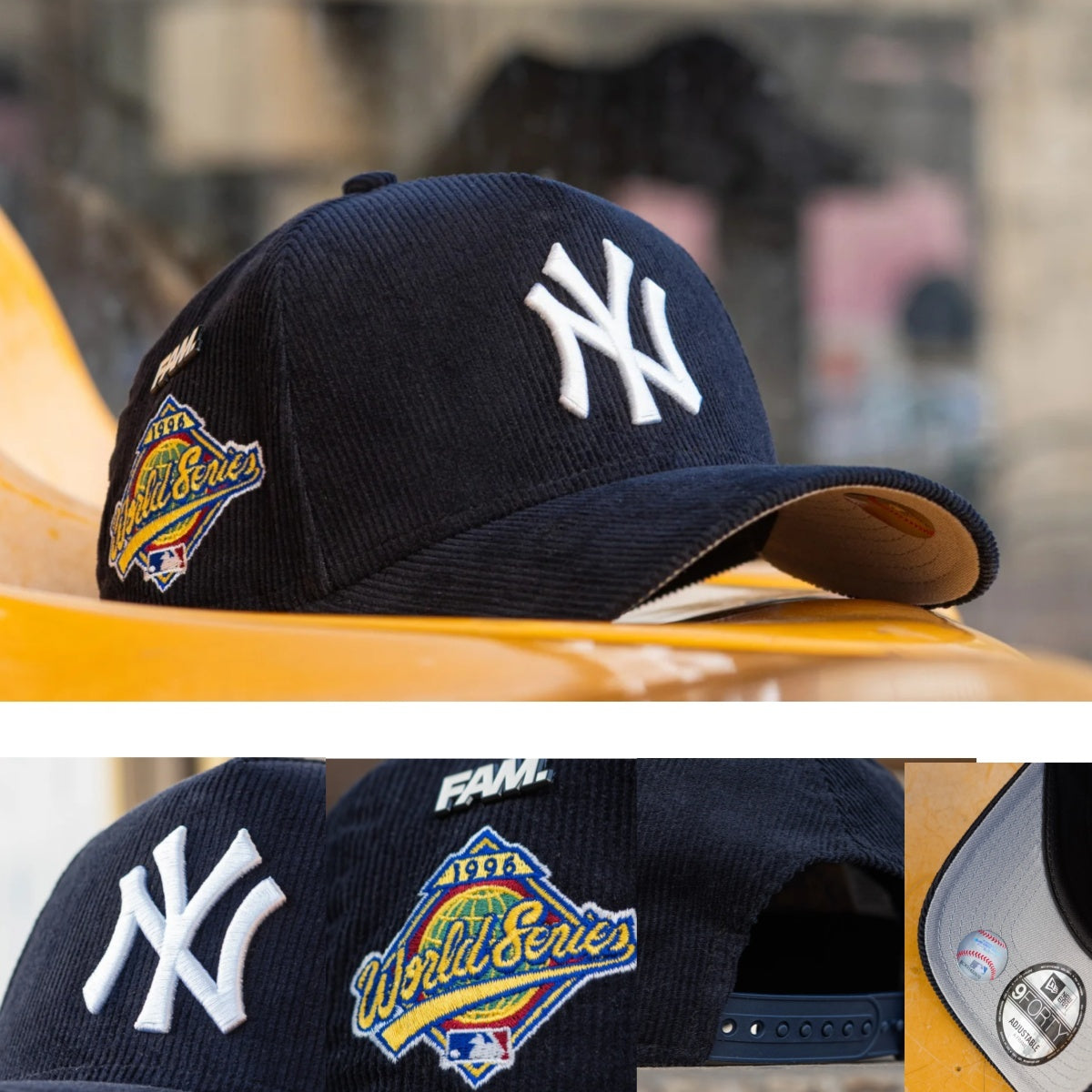 New Era x FAM. New York Yankees 1996 World Series 9FORTY Adjustable Cap – Navy Corduroy