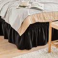 Bed Skirt with Adjustable Elastic Belt - Ruffle Microfiber Dust Ruffle 15 Inch Drop, Hotel Quality, Fade Resistant, Machine Washable, Easy Wrap Fit