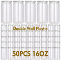 Snow Globe Tumbler Drinkware Bulk Set, 16oz Double-Wall Plastic Cups with Lids, Straws and Pre-Drilled Holes