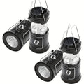 Retro Camping Lantern Four-Piece Set with USB Charging, Collapsible Body, Hanging Handles and Black Finish