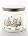 Merry Christmas Deer 12.8 Oz Candle Glass Jar with Brushed Silver Metal Lid