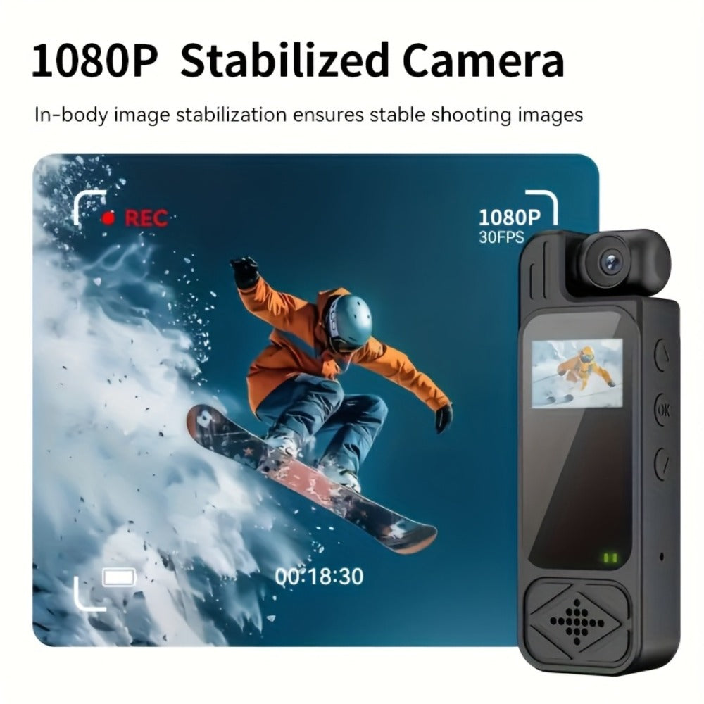 Body Camera, 1080P 180° Rotating Lens Portable Handheld Camcorder, Compact Video Recorder for Vlogging Travel Meetings Celebrations