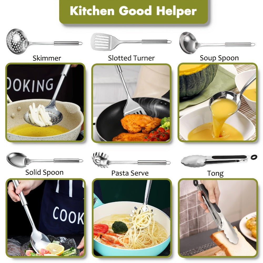 Kitchen Utensils 12-Piece Set with Eleven Cooking Tools and a Stainless Steel Countertop Holder