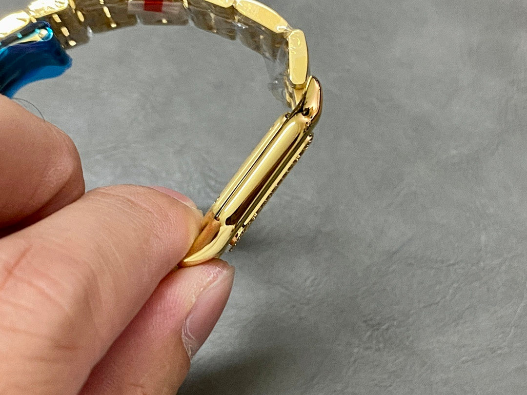 Cartier Panthère de Cartier – Yellow Gold Diamond Bezel White Roman Numeral Dial Blue Sword Hands Gold Panthère Bracelet