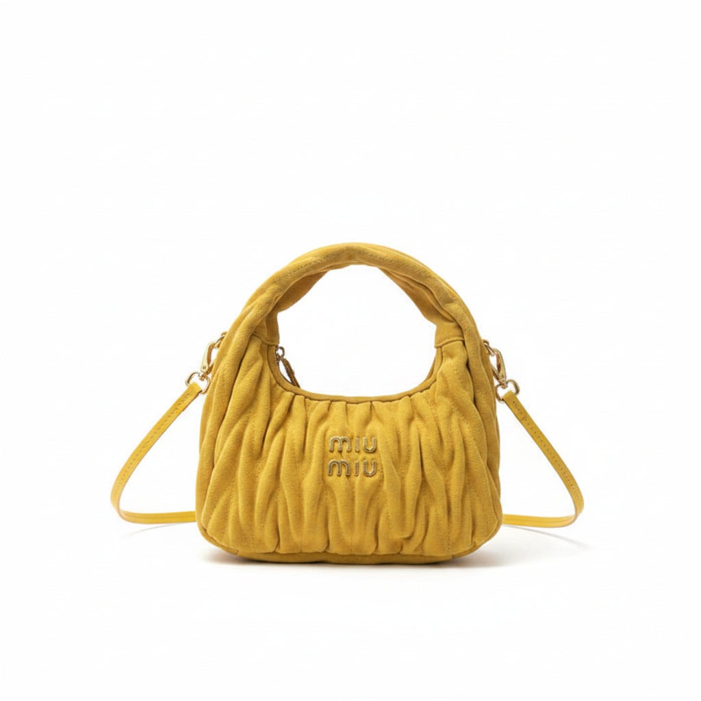 Miu Miu Wander Matelassé Mini Hobo Bag — Sunflower Yellow