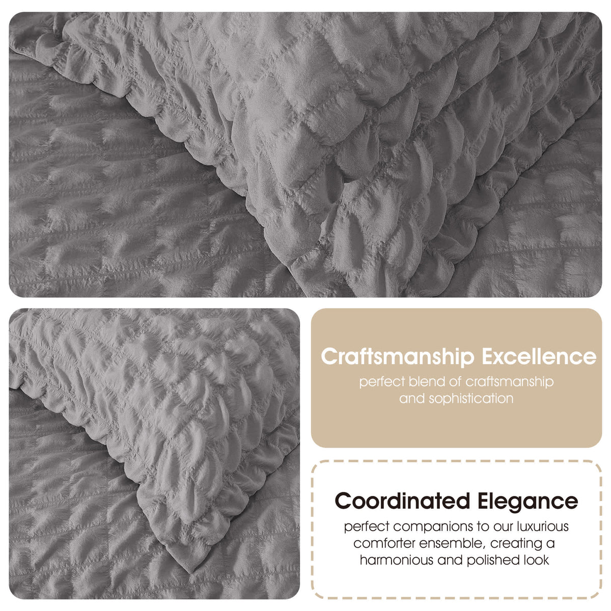 Nanshing Dolton Seersucker Microfiber Stiching 3 Piece Comforter Set