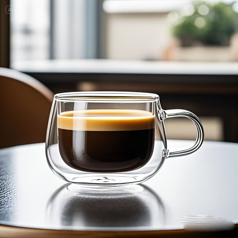 Glass Coffee Cups with Handle Insulated Transparent Borosilicate Espresso for Entryways and Bedrooms and Living Spaces