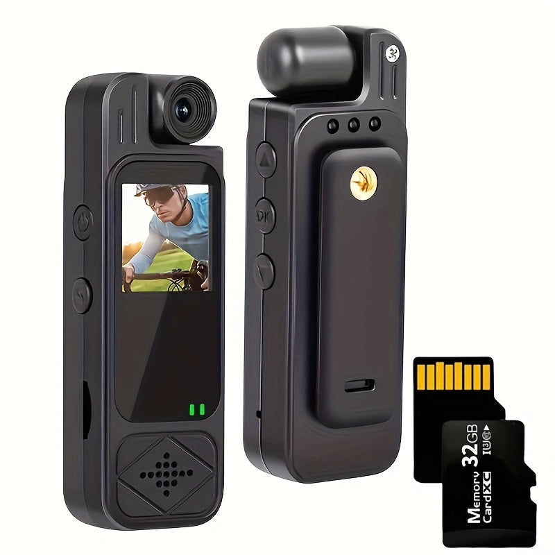 Body Camera, 1080P 180° Rotating Lens Portable Handheld Camcorder, Compact Video Recorder for Vlogging Travel Meetings Celebrations