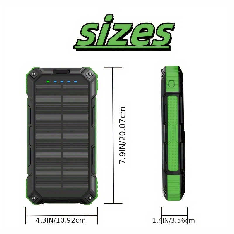 49880mAh Solar Charger Power Bank, Portable Dual-USB Battery Pack with Solar Panel and LED Flashlight