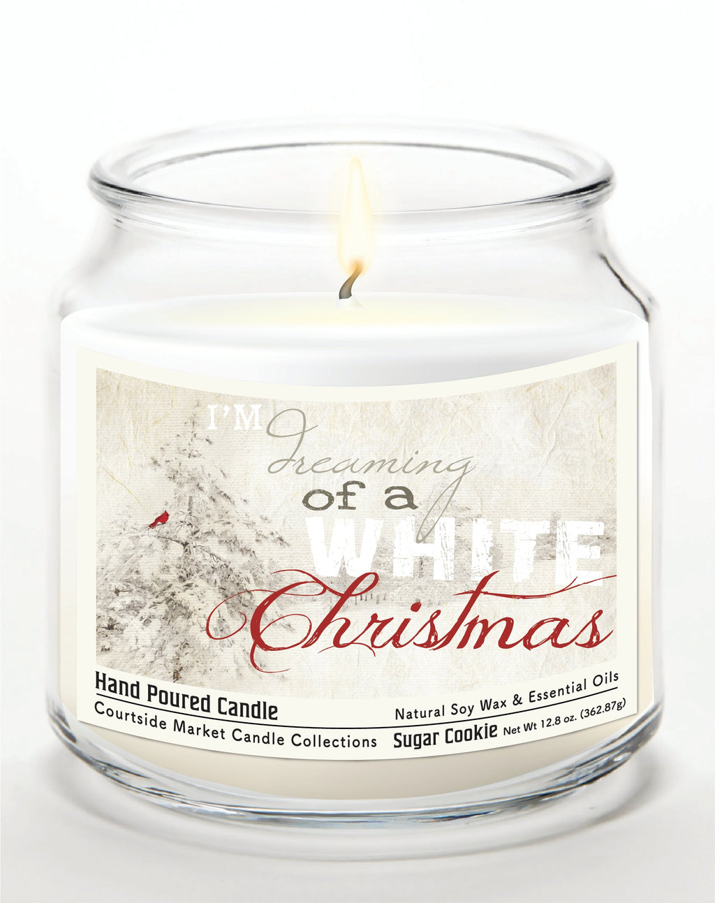 White Christmas II 12.8 Oz Candle Glass Jar with Brushed Silver Metal Lid