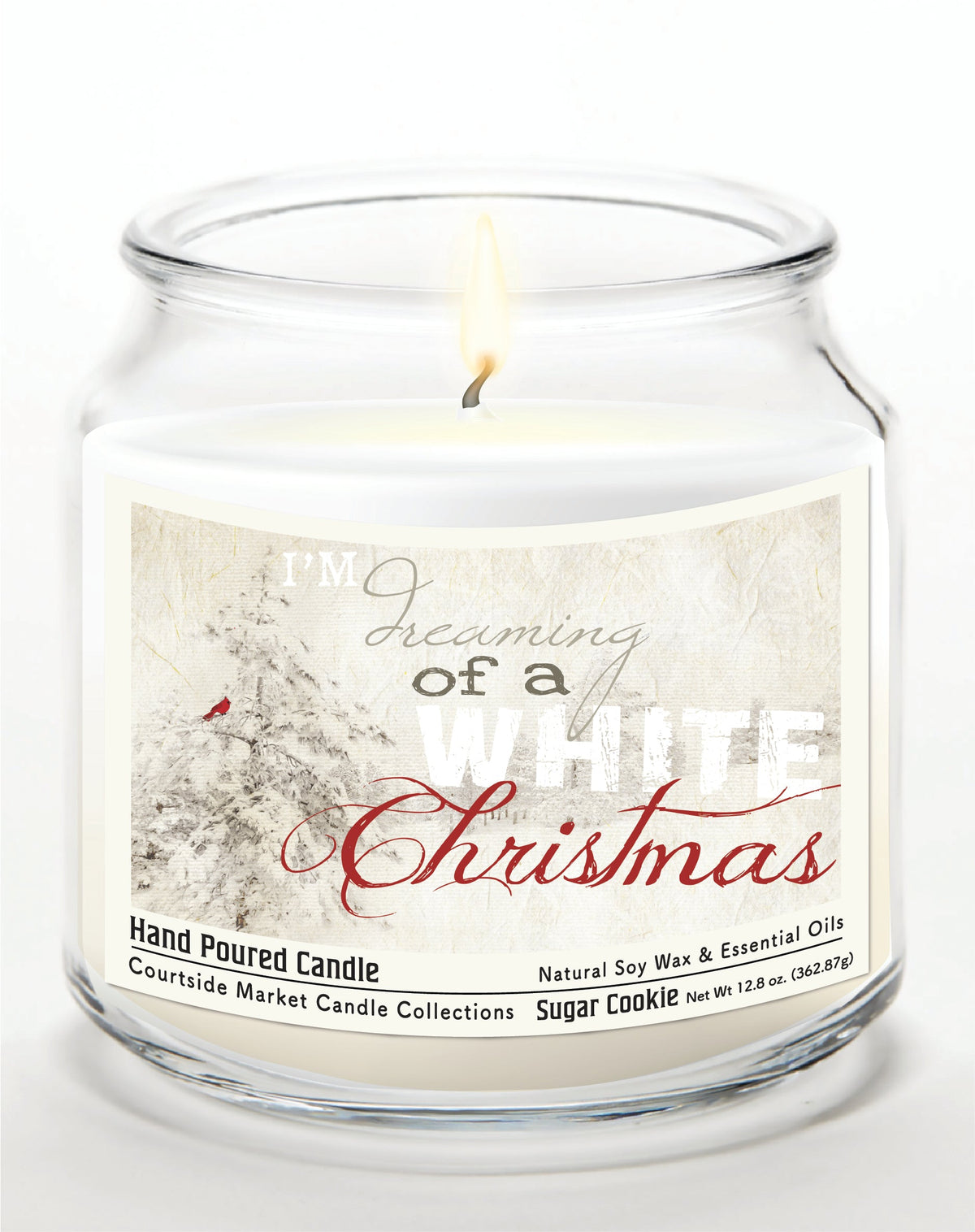 White Christmas II 12.8 Oz Candle Glass Jar with Brushed Silver Metal Lid