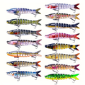 Fishing Lure Set 15-Piece Multi-Jointed Swimbaits with Segmented Bodies, Two Treble Hooks and Fifteen Fish Patterns