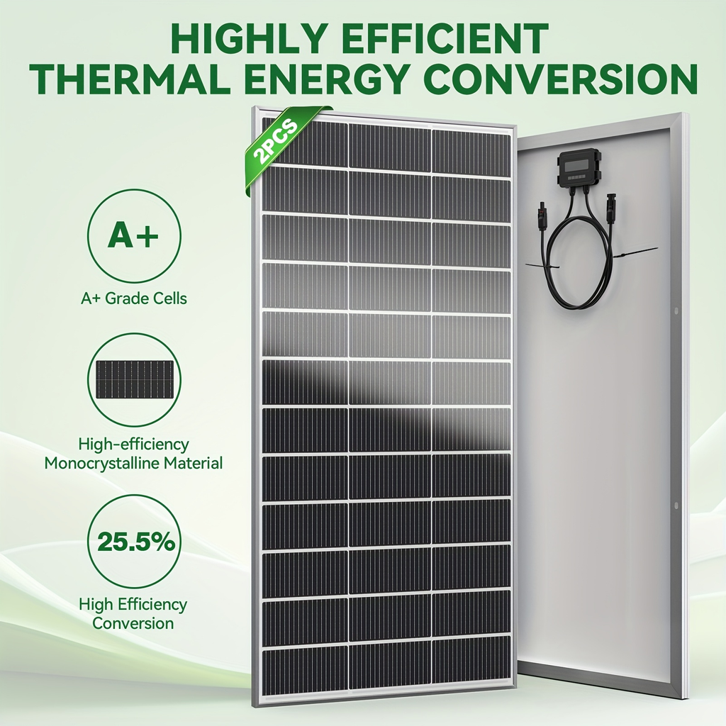 Two-Piece 400W Total Solar Panel Kit with 200W Modules, 148 x 67 cm Frames and PV Cables Pictured
