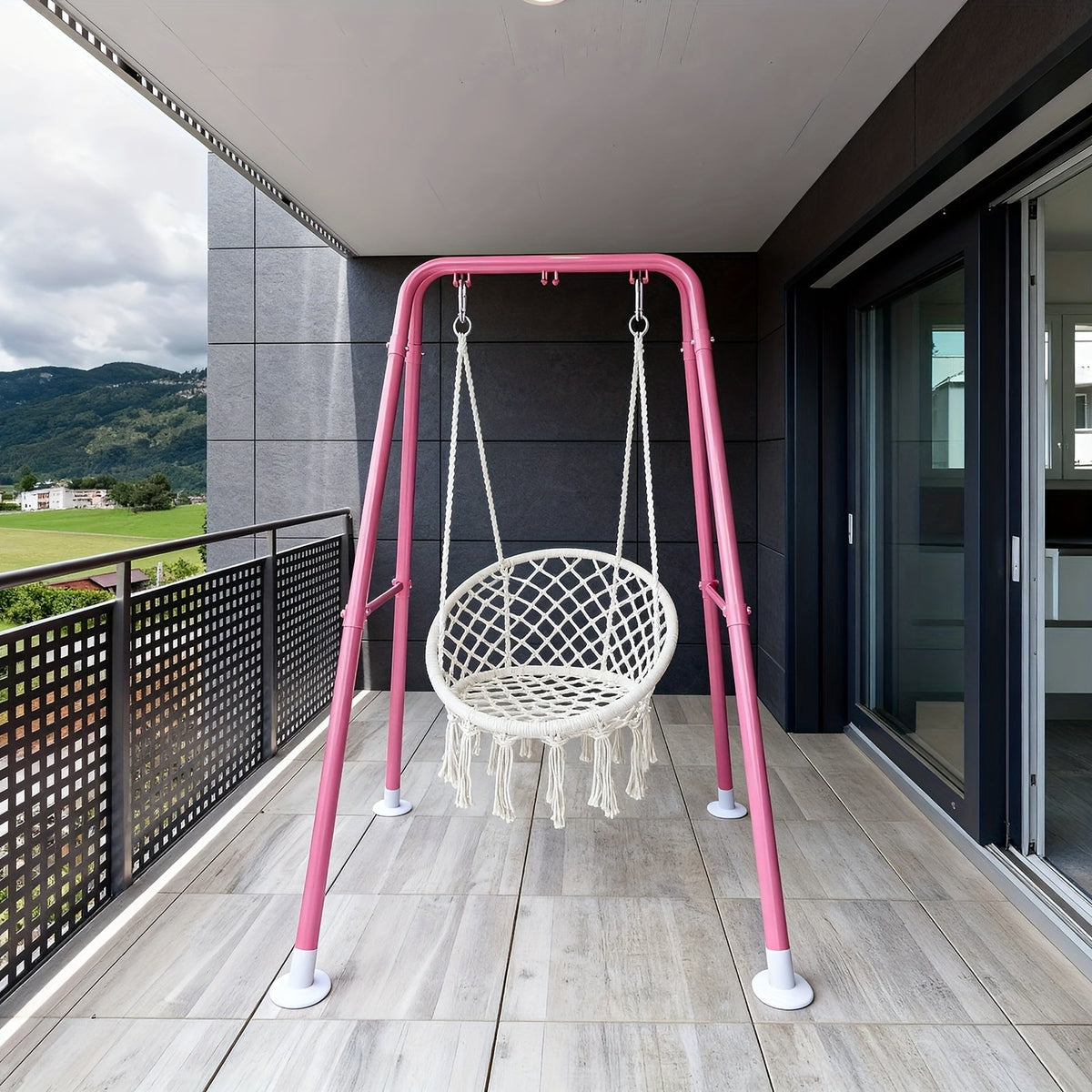 1.3-Inch Foldable Hammock Chair Stand with Weather-Resistant Finish and Tool-Free Assembly