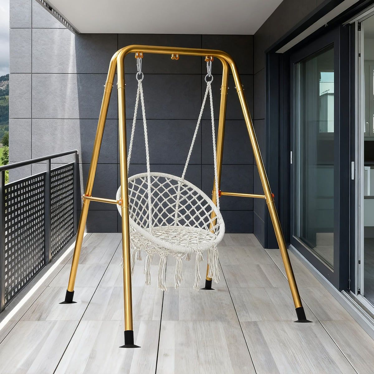 1.3-Inch Foldable Hammock Chair Stand with Weather-Resistant Finish and Tool-Free Assembly