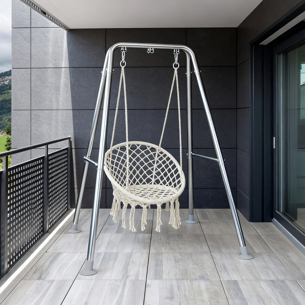 1.3-Inch Foldable Hammock Chair Stand with Weather-Resistant Finish and Tool-Free Assembly