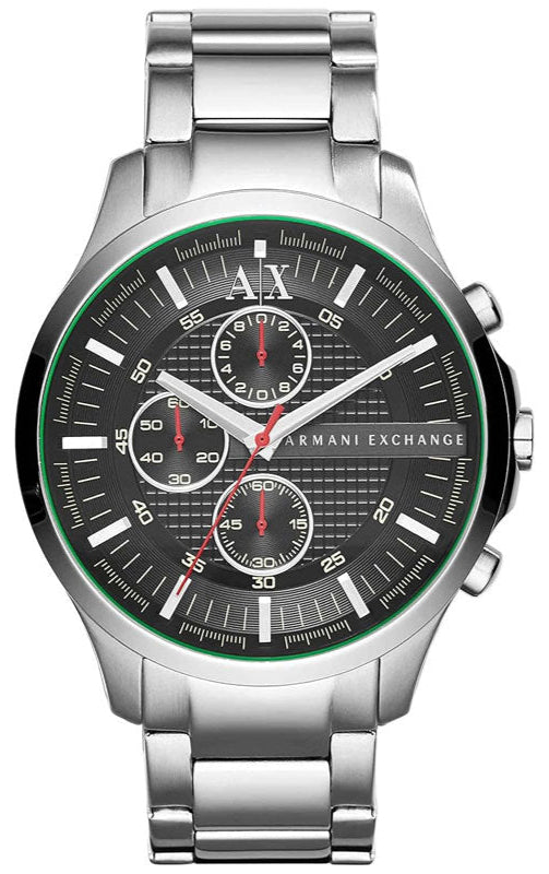 Armani Exchange Hampton AX2163 Herren-Chronograph – Schwarzes Zifferblatt mit silbernem Edelstahlarmband