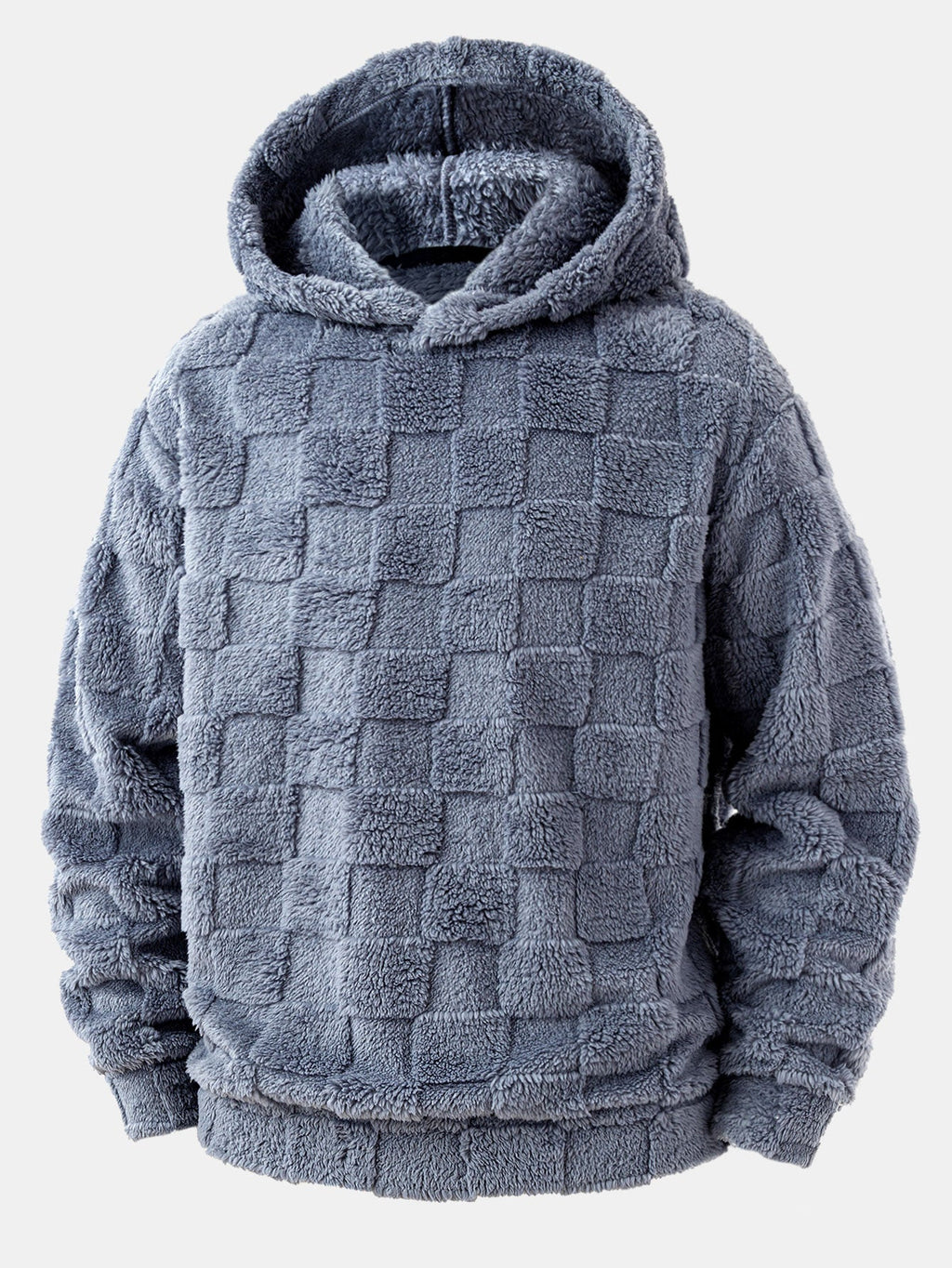 Relax Fit Checkerboard Teddy Hoodie