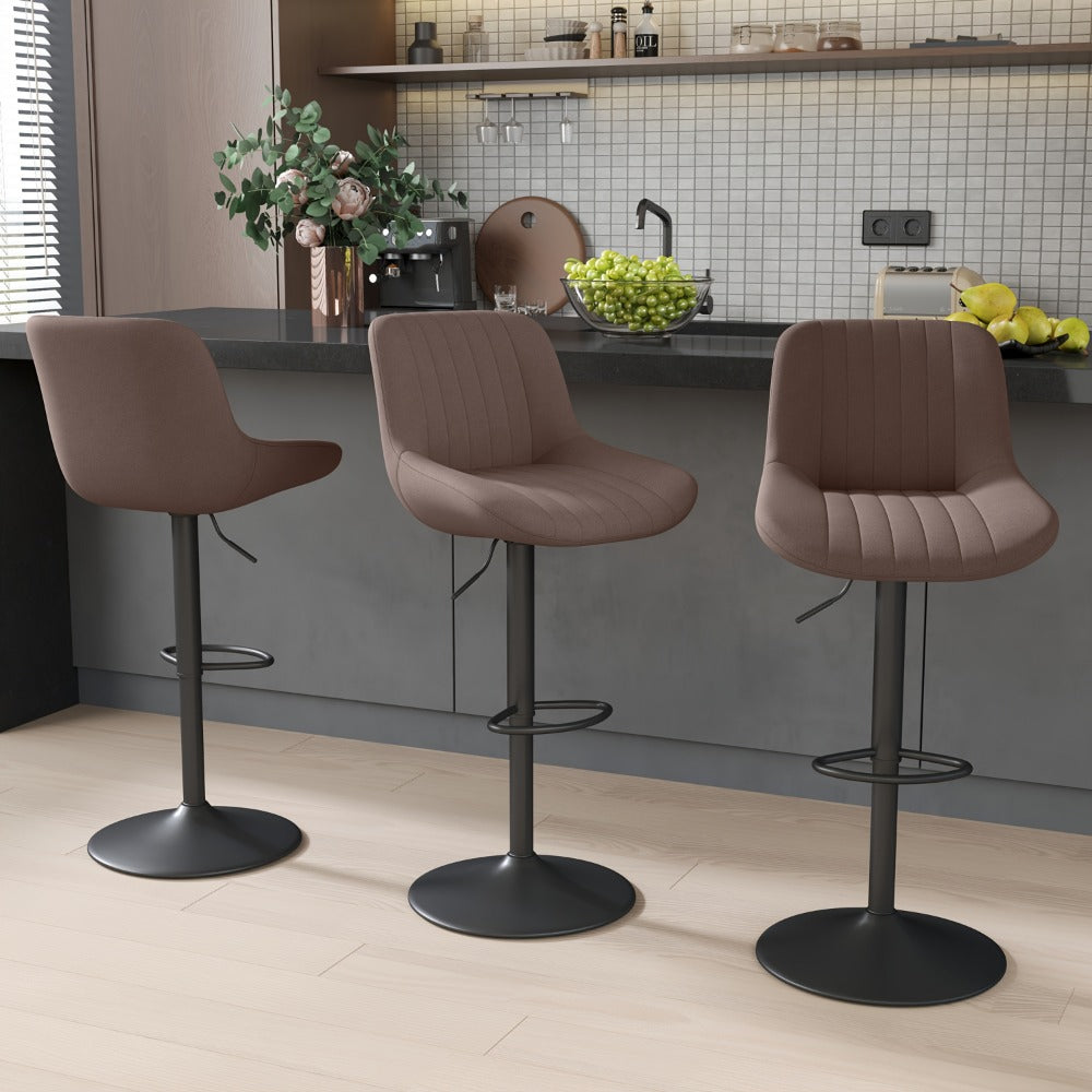 Bar Stool Adjustable Swivel Pedestal Seat with Channel Back, Footrest, Six Colors and Sets of 1 to 4