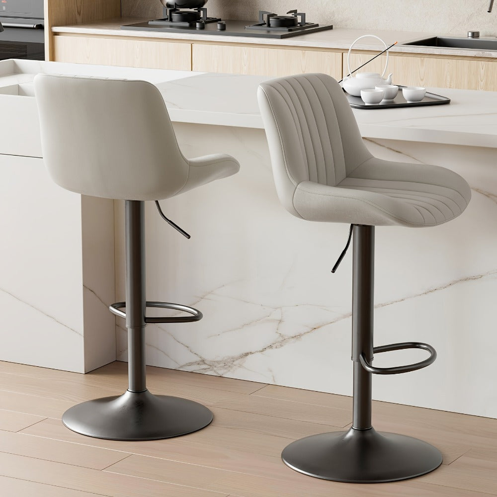 Bar Stool Adjustable Swivel Pedestal Seat with Channel Back, Footrest, Six Colors and Sets of 1 to 4