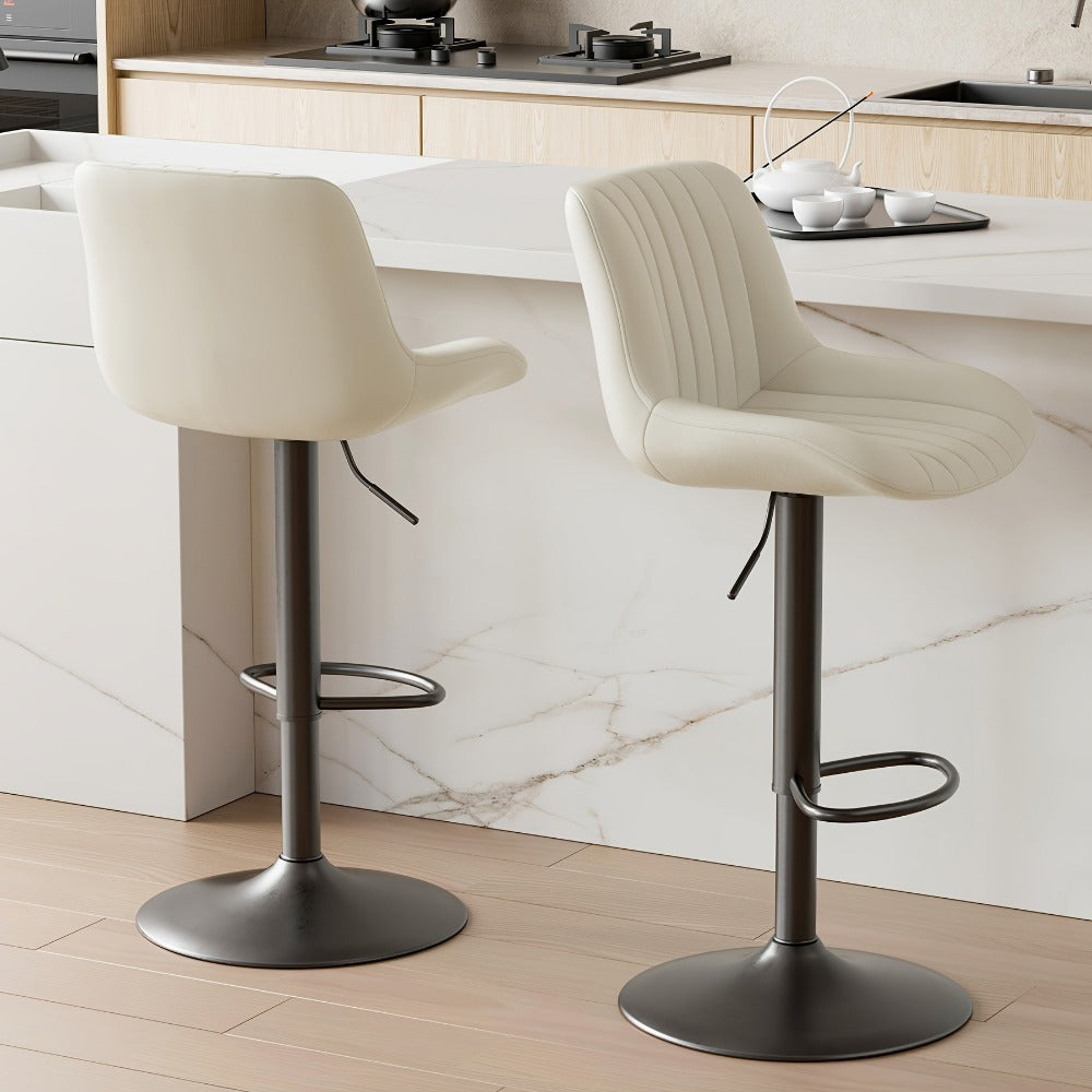 Bar Stool Adjustable Swivel Pedestal Seat with Channel Back, Footrest, Six Colors and Sets of 1 to 4