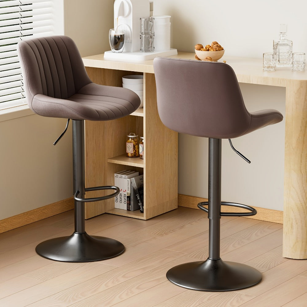 Bar Stool Adjustable Swivel Pedestal Seat with Channel Back, Footrest, Six Colors and Sets of 1 to 4