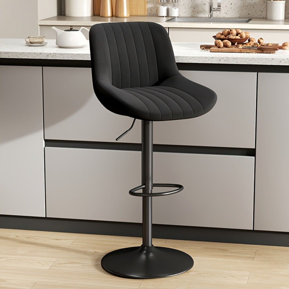 Bar Stool Adjustable Swivel Pedestal Seat with Channel Back, Footrest, Six Colors and Sets of 1 to 4