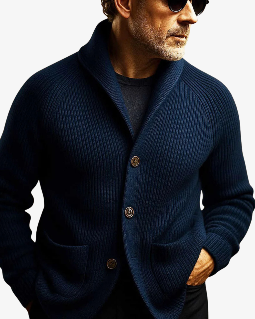 Lawrence | Maßgeschneiderte Strickjacke mit durchgehender Knopfleiste