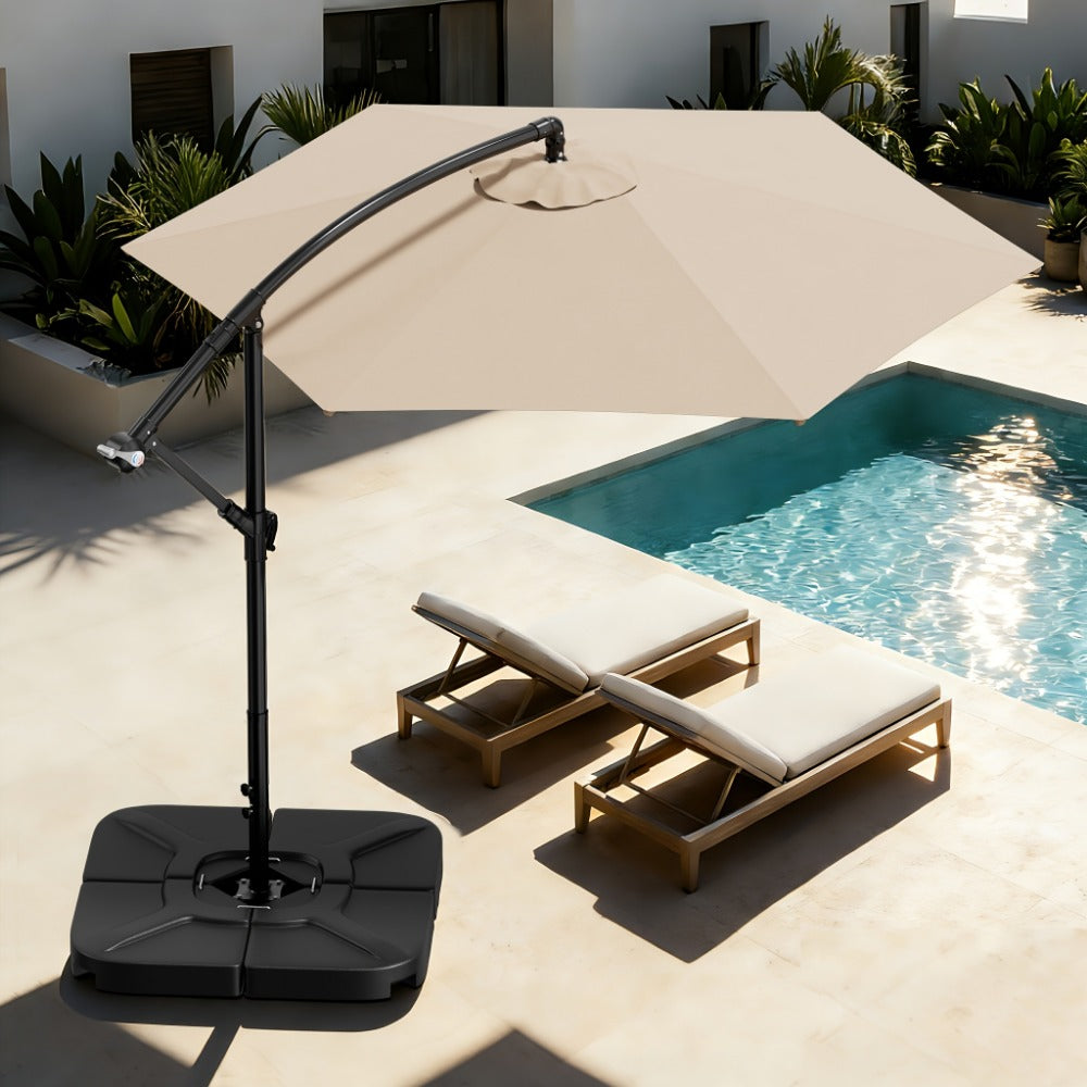Patio Umbrella 10FT Cantilever Style with Eight Ribs, Adjustable Tilt, Crank and 16 Colors