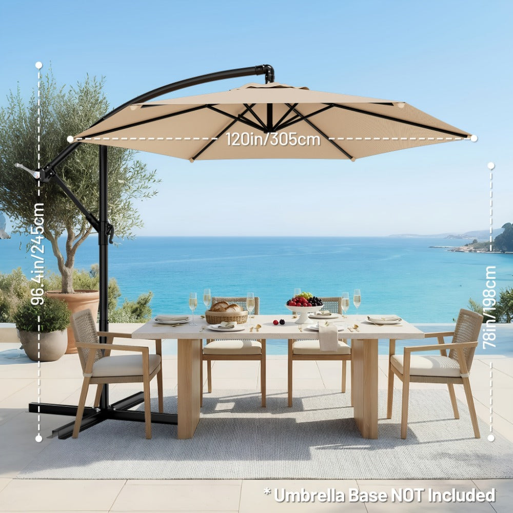 Patio Umbrella 10FT Cantilever Style with Eight Ribs, Adjustable Tilt, Crank and 16 Colors