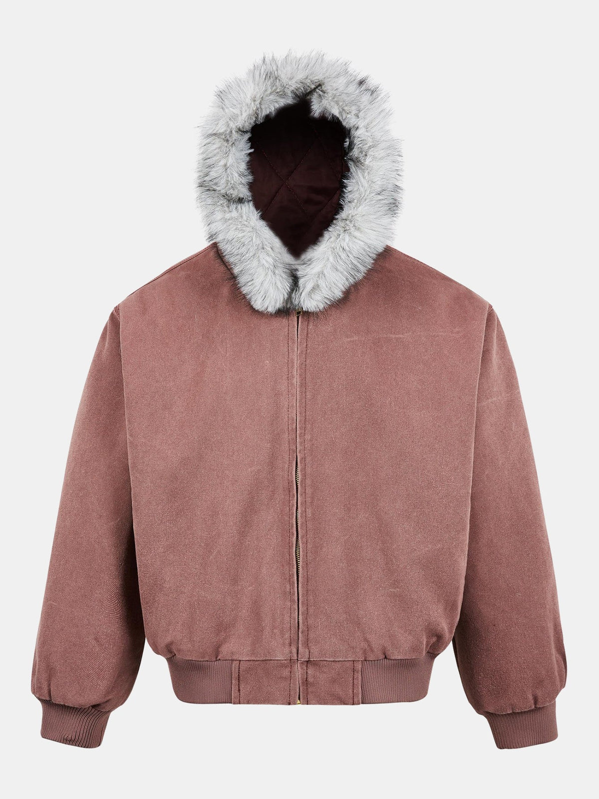 Boxy Faux Fur Collar Hooded Jacket