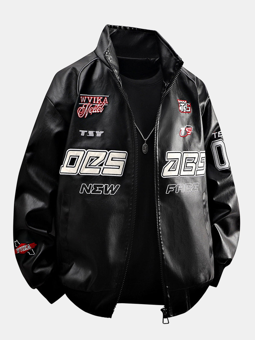Embroidered Racing Leather Jacket