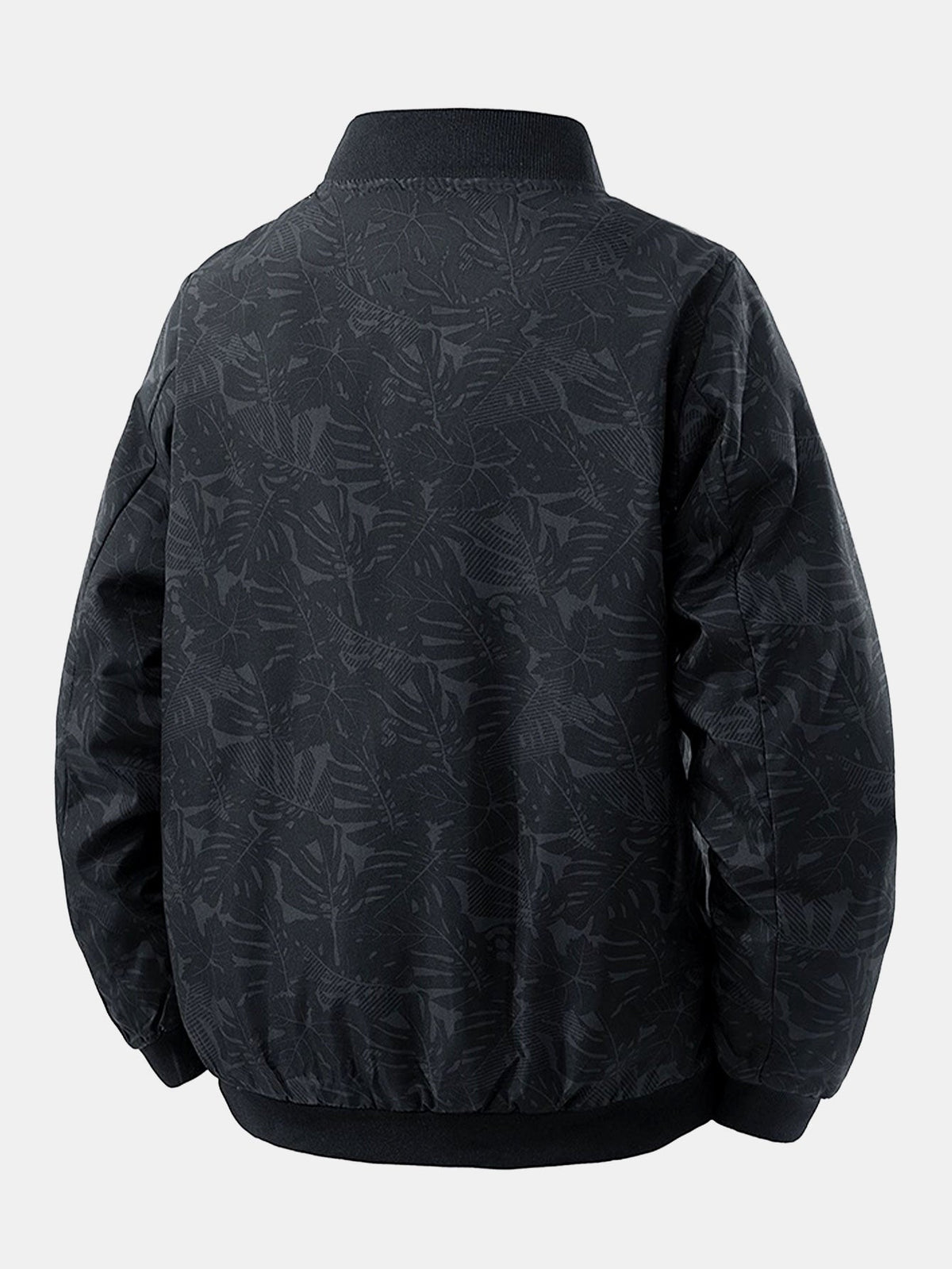 Leaf Print  Zip-Up Bomber Jacket