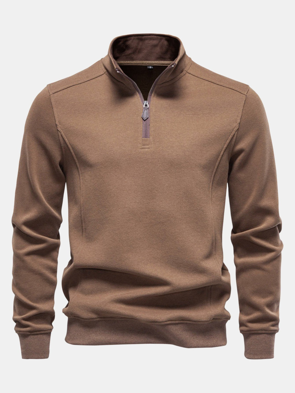 Contrast Quarter-Zip Stand Collar Sweatshirt