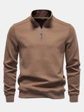 Contrast Quarter-Zip Stand Collar Sweatshirt