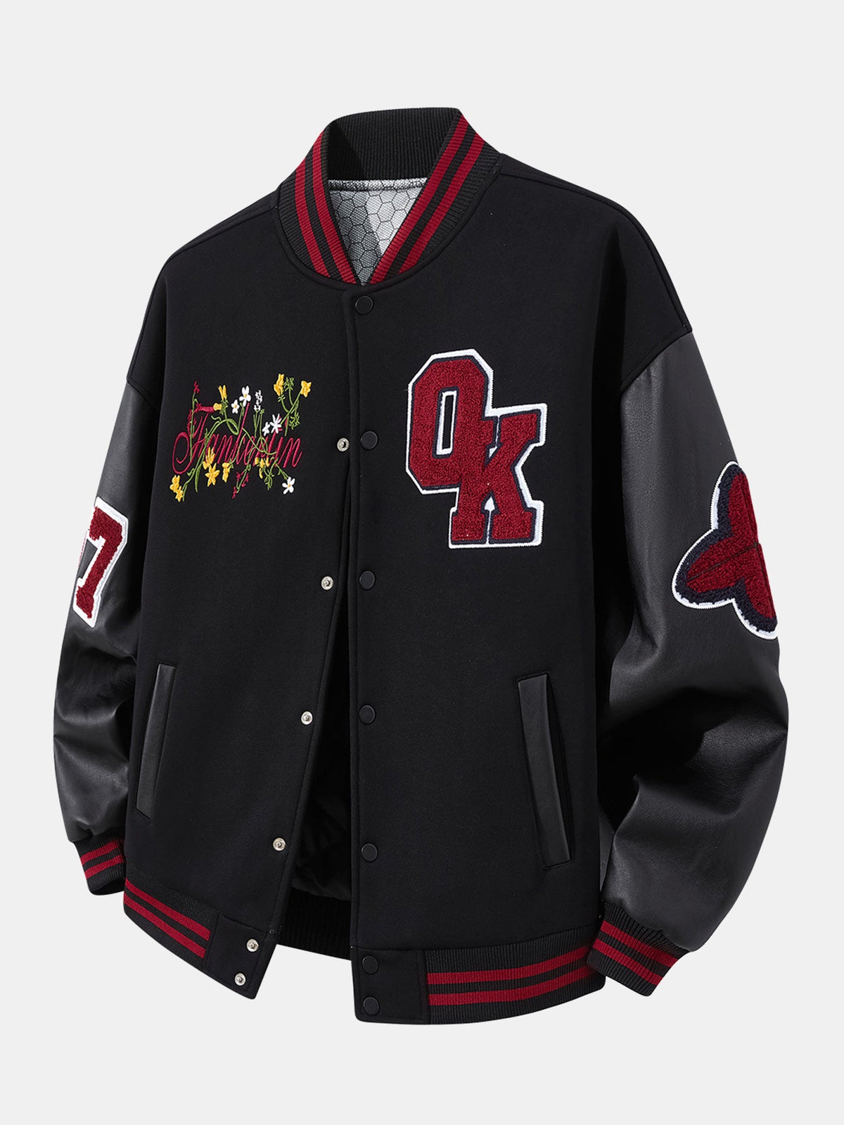 Embroidered Patch Varsity Jacket