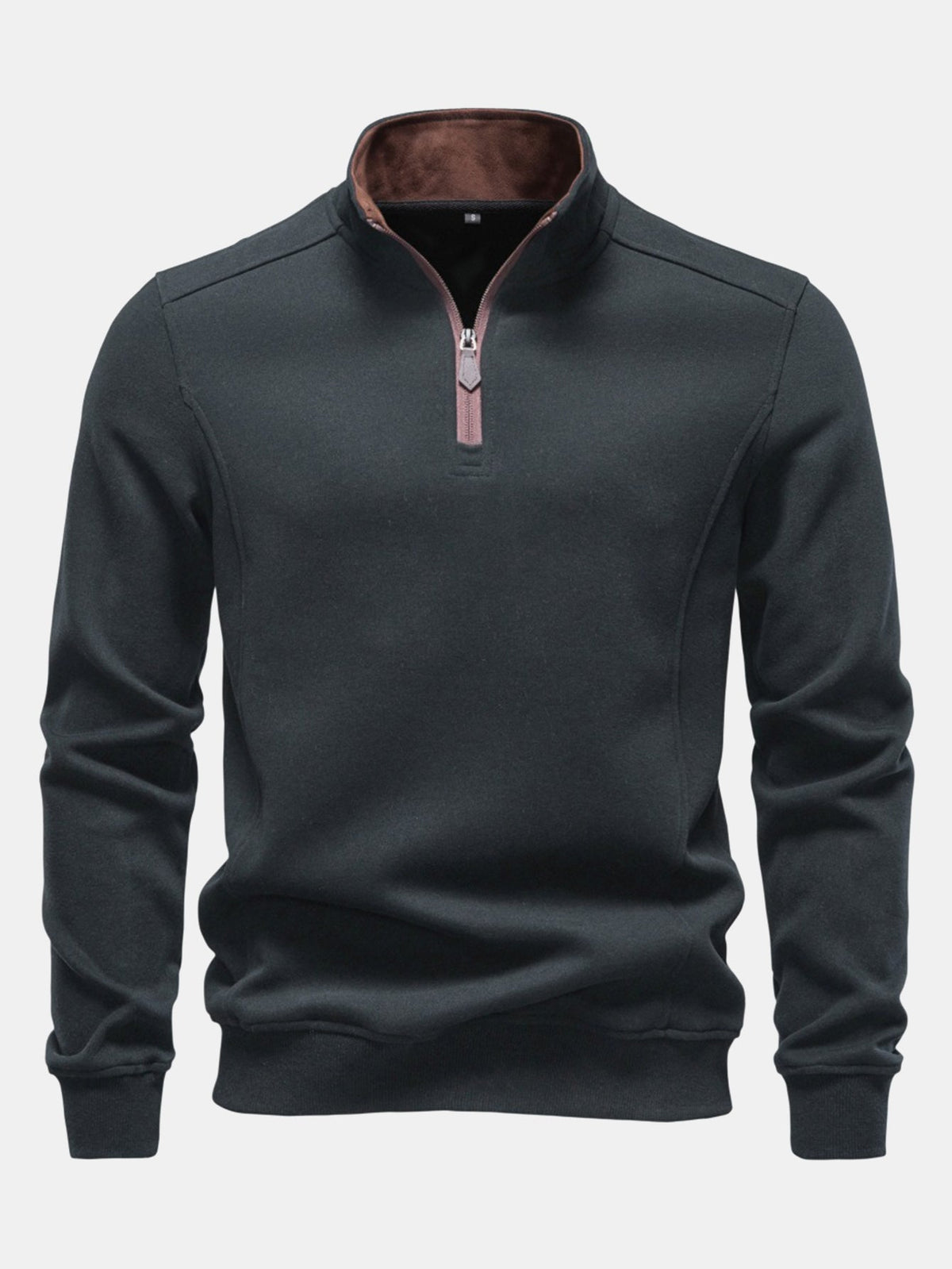 Contrast Quarter-Zip Stand Collar Sweatshirt